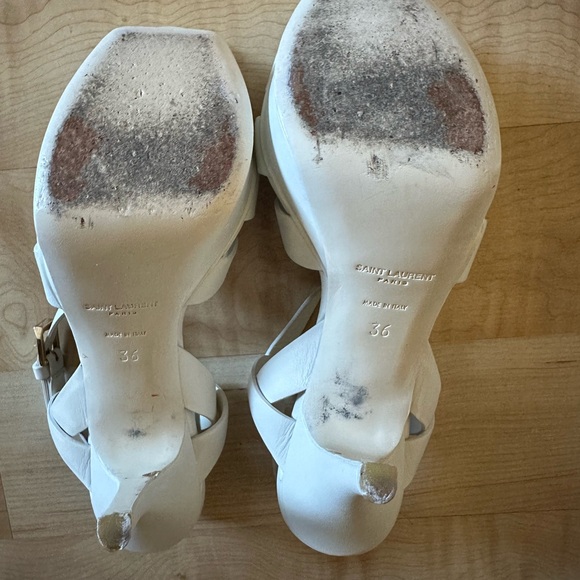 YSL WHITE TRIBUTE HEELS 75mm - Picture 2 of 8